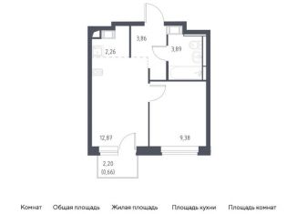 Продаю 1-комнатную квартиру, 32.9 м2, Московская область, жилой комплекс Прибрежный Парк, 9.1