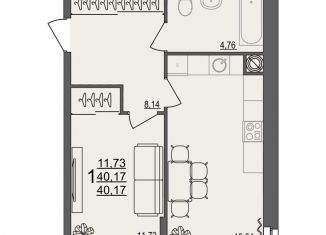 Продается 1-ком. квартира, 40.2 м2, Волгоград, Краснооктябрьский район, Тарифная улица, 13