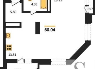 1-ком. квартира на продажу, 60 м2, Новосибирск, метро Гагаринская