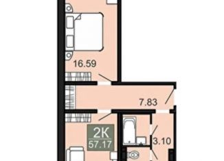 Продаю двухкомнатную квартиру, 57.2 м2, Чита