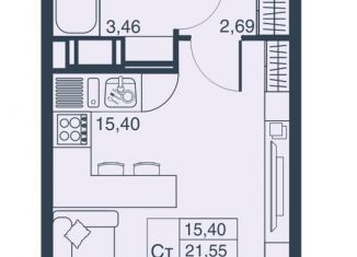 Продается квартира студия, 22.8 м2, Мурино, ЖК Мурино Парк, Ручьёвский проспект, 3к1