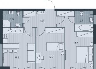 3-ком. квартира на продажу, 59.2 м2, Москва, ЖК Эвер