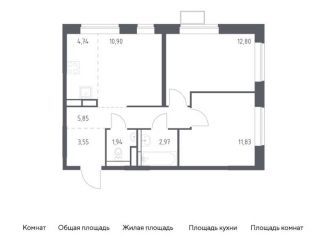 Продажа 3-комнатной квартиры, 54.6 м2, поселение Рязановское, ЖК Алхимово