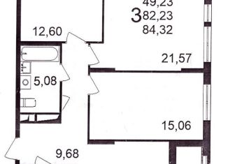 Продам 3-ком. квартиру, 84.3 м2, Рязань, Полевая улица, 75, ЖК Время