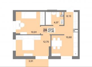 2-комнатная квартира на продажу, 48.1 м2, Екатеринбург, ЖК Шолохов