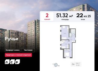 Продам 2-комнатную квартиру, 51.3 м2, Санкт-Петербург, муниципальный округ Полюстрово