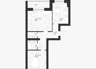 2-комнатная квартира на продажу, 64 м2, Тула, Привокзальный территориальный округ, улица Героев России, 6