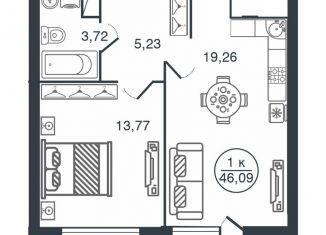 Продажа 1-ком. квартиры, 46.1 м2, Тверь