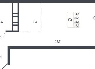 Продам квартиру студию, 25.1 м2, Московская область, жилой квартал Новая Щербинка, 20