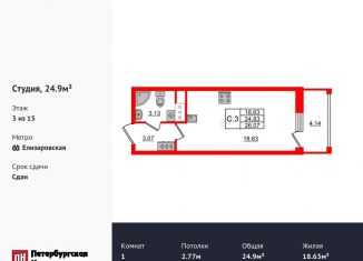 Квартира на продажу студия, 24.9 м2, Санкт-Петербург, Дальневосточный проспект, 19к1