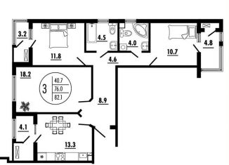 Продаю 3-ком. квартиру, 82.1 м2, Ростов-на-Дону