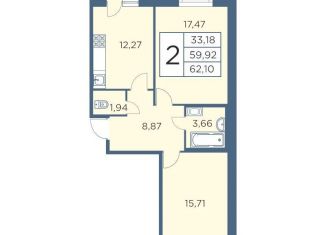 Продажа двухкомнатной квартиры, 62.1 м2, Санкт-Петербург, Большой Сампсониевский проспект, 70к3, ЖК Новый Лесснер