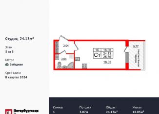 Квартира на продажу студия, 23.4 м2, Санкт-Петербург, Московский район, Пулковское шоссе, 95к3