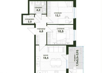 Продажа 2-комнатной квартиры, 58.1 м2, Краснодар, Прикубанский округ