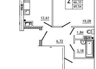 Продажа 2-ком. квартиры, 69.5 м2, деревня Алтуховка