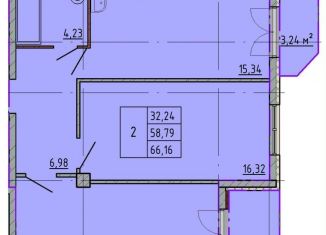 Продам двухкомнатную квартиру, 66.2 м2, Ростовская область, улица Калинина, 10