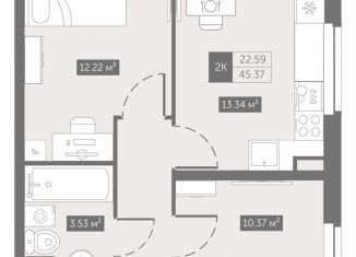 2-комнатная квартира на продажу, 45.4 м2, Санкт-Петербург