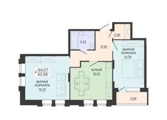 Продажа двухкомнатной квартиры, 65.9 м2, Воронежская область, улица Гаршина, 25ск2