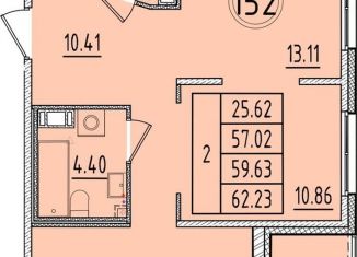 Продается двухкомнатная квартира, 57 м2, посёлок Шушары