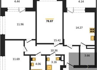 Продажа трехкомнатной квартиры, 78.9 м2, Воронеж, Коминтерновский район