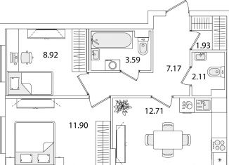 Продажа 2-комнатной квартиры, 48.3 м2, Санкт-Петербург, улица Тамбасова, 5Н