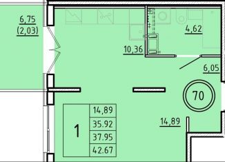 Продажа 1-ком. квартиры, 35.9 м2, посёлок Шушары