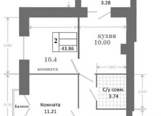 2-комнатная квартира на продажу, 43.9 м2, Ярославская область, Дядьковская улица, 6