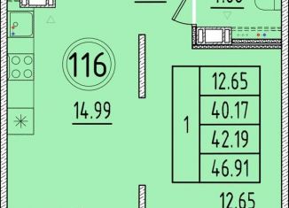 Продается 1-комнатная квартира, 40.2 м2, посёлок Шушары