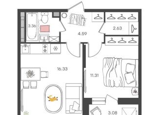 Продается 2-ком. квартира, 39.8 м2, Ульяновск, микрорайон Новая Жизнь, 15