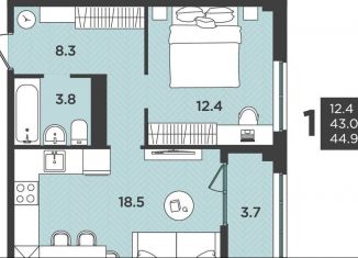 Продам 1-ком. квартиру, 44.9 м2, Архангельская область