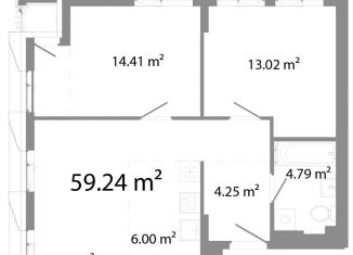 Продается 3-комнатная квартира, 59.2 м2, Челябинск, Центральный район