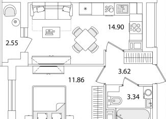 Продажа однокомнатной квартиры, 35 м2, Санкт-Петербург, улица Тамбасова, 5Н