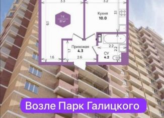 Продается 1-ком. квартира, 37 м2, Краснодар, микрорайон Панорама