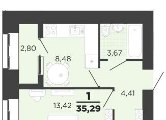 Продается однокомнатная квартира, 35.3 м2, Рязань, ЖК Юный