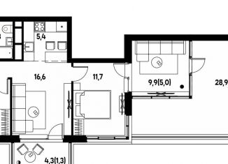 Продажа 3-комнатной квартиры, 65.2 м2, деревня Кондратово, улица Улановой, 7