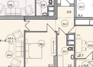 Продам 2-ком. квартиру, 74.7 м2, Грозный, Санкт-Петербургская улица, 46