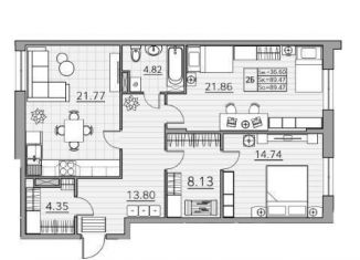 Продается 2-комнатная квартира, 89.5 м2, Казань, ЖК Времена года, улица Генерала Ерина, 5Д