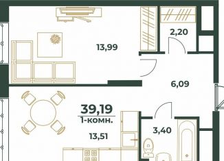 Продажа 1-комнатной квартиры, 39.2 м2, Хабаровский край