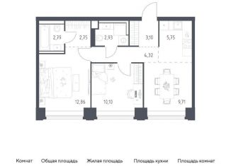 Продам двухкомнатную квартиру, 54.3 м2, Москва, жилой комплекс Нова, к2, метро Минская