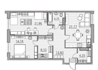 Продается двухкомнатная квартира, 89.3 м2, Казань