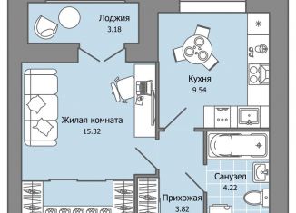 Однокомнатная квартира на продажу, 34 м2, Ульяновск, жилой комплекс Город Новаторов, 3