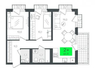 Продам 2-комнатную квартиру, 61.9 м2, деревня Дударева, улица Сергея Джанбровского, 2, ЖК Андерсен Парк