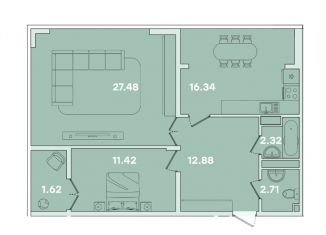 Продаю 2-ком. квартиру, 76.4 м2, Иркутская область, улица Петрова, 16