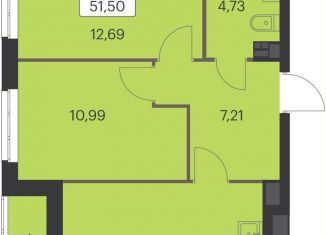 Продается двухкомнатная квартира, 51.5 м2, Свердловская область, улица Академика Ландау, 37