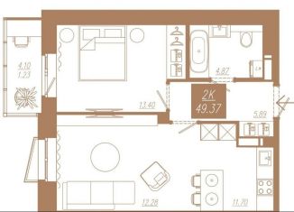 Продаю двухкомнатную квартиру, 49.4 м2, Красноярский край, 3-я Краснодарская улица, 14А