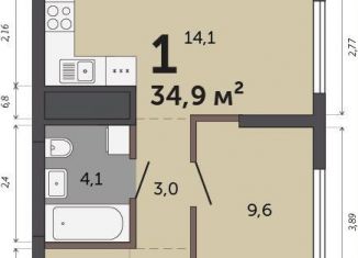 1-ком. квартира на продажу, 34.9 м2, Свердловская область