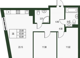 Продам 2-ком. квартиру, 63.8 м2, Екатеринбург, улица Цвиллинга, 7