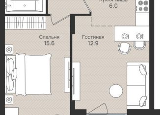 2-ком. квартира на продажу, 45.2 м2, Пермь, Индустриальный район, улица Космонавта Беляева, 208