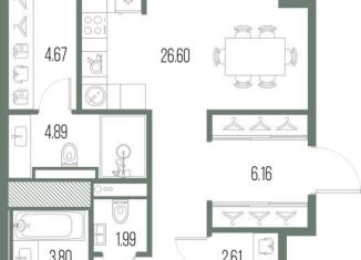 Продам трехкомнатную квартиру, 91.9 м2, Санкт-Петербург, метро Приморская