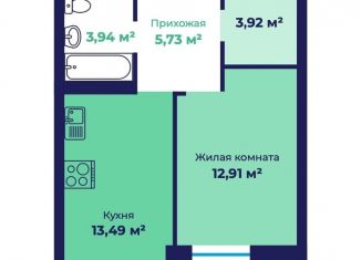 Продам 1-комнатную квартиру, 41.5 м2, Ярославль, Фрунзенский район